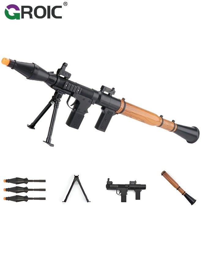 RPG Rocket Launcher for Kids, Mortar Military Model Soft Bullet Gun Toy, Children's Catapult Gun Toy, Shotgun Large RPG Gun Toy, CS Game Outdoor Sports for Kids, 3 Cannonballs