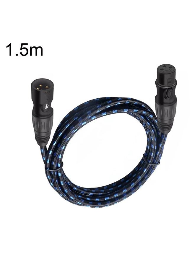 KN006 1.5m Male To Female Canon Line Audio Cable Microphone Power Amplifier XLR Cable(Black Blue)