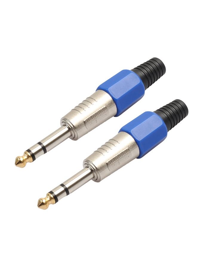 2 PCS 6.35mm Gold-plating Audio Plug Stereo Microphone Cord Plug