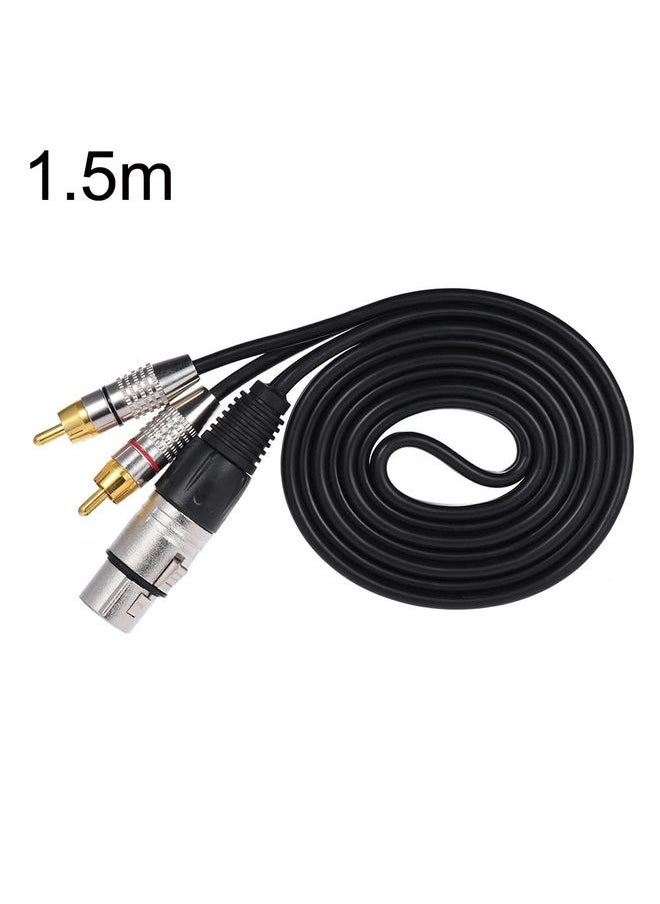 XLR Female To 2RCA Male Plug Stereo Audio Cable, Length: 1.5m