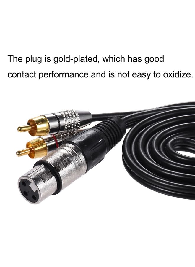 XLR Female To 2RCA Male Plug Stereo Audio Cable, Length: 1.5m