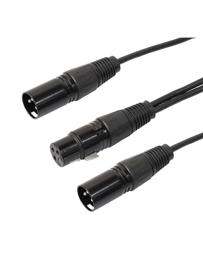 30cm 3 Pin XLR CANNON 1 Female to 2 Male Audio Connector Adapter Cable for Microphone / Audio Equipment(Black)