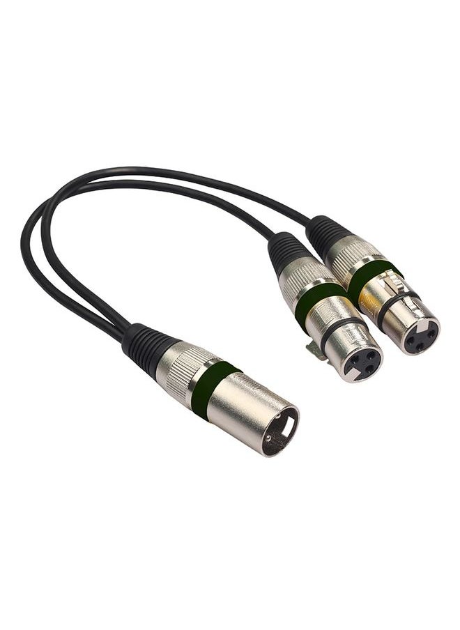 2055MFF-03 2 In1 XLR Male to Double Female Microphone Audio Cable, Length: 0.3m(Black)