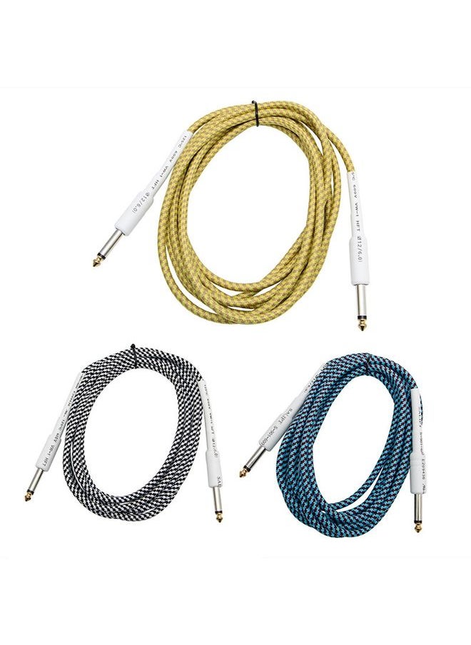 JT001 Male To Male 6.35mm Audio Cable Noise Reduction Folk Bass Instrument Cable, Length: 3m(Yellow)