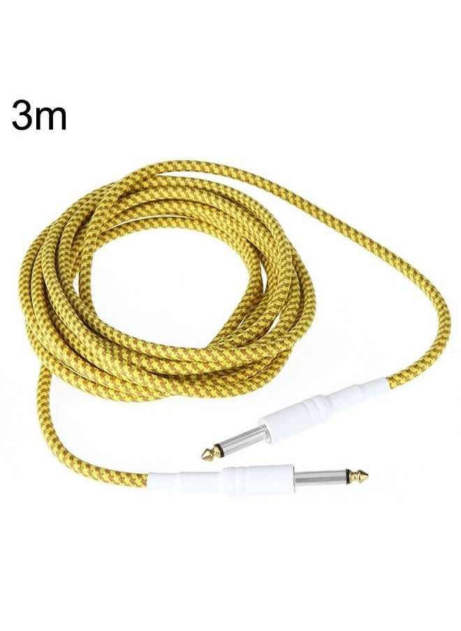 JT001 Male To Male 6.35mm Audio Cable Noise Reduction Folk Bass Instrument Cable, Length: 3m(Yellow)