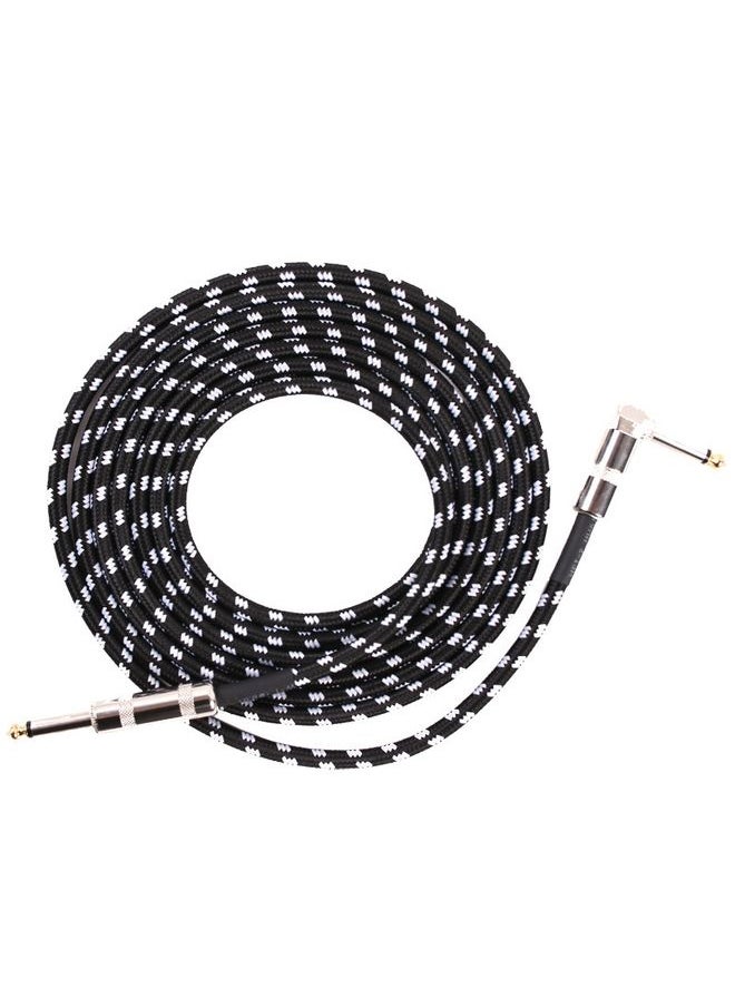 Guitar Connection Wire Folk Bass Performance Noise Reduction Elbow Audio Guitar Wire, Size: 1m(Black White)