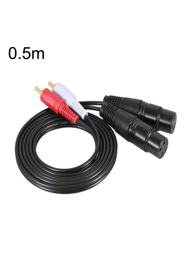 2RCA To 2XLR Speaker Canon Cable Audio Balance Cable, Size: 0.5m(Dual Lotus To Dual Female)