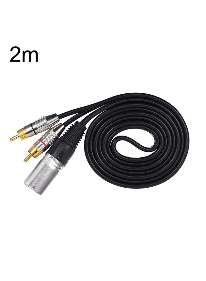 XLR Male To 2RCA Male Plug Stereo Audio Cable, Length:, Length:2m