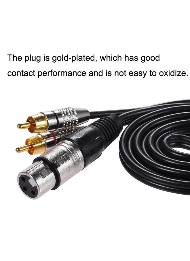 XLR Female To 2RCA Male Plug Stereo Audio Cable, Length: 0.5m