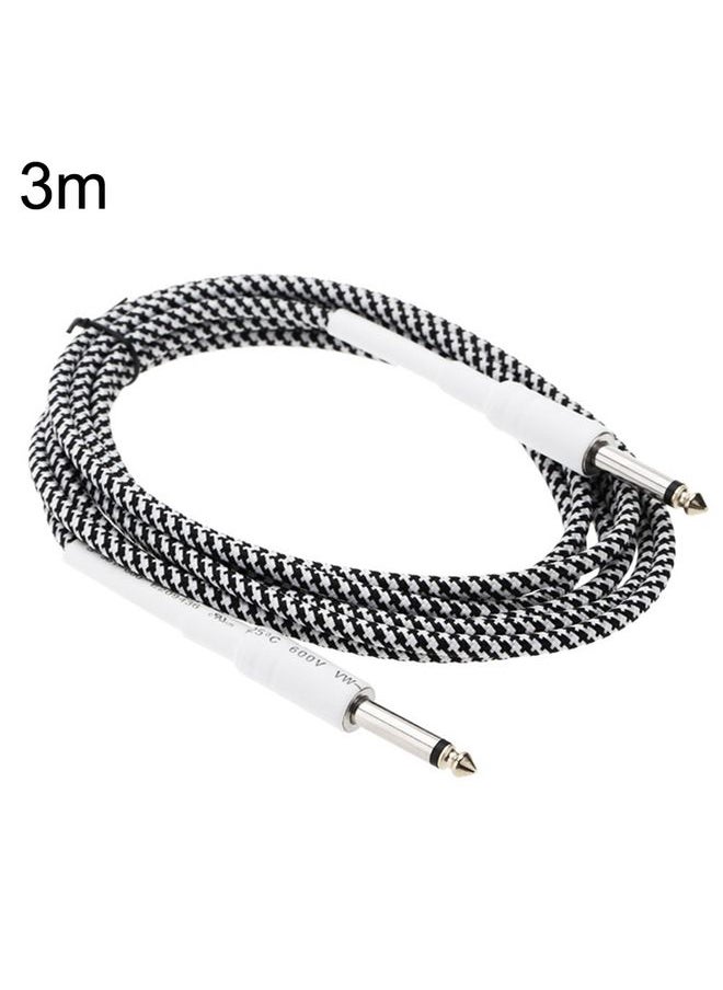 JT001 Male To Male 6.35mm Audio Cable Noise Reduction Folk Bass Instrument Cable, Length: 3m(White)