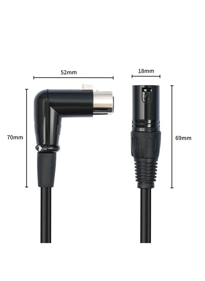 XK041L XLR 3pin Straight Male to Elbow Female Audio Cable, Length:0.3m(Black)