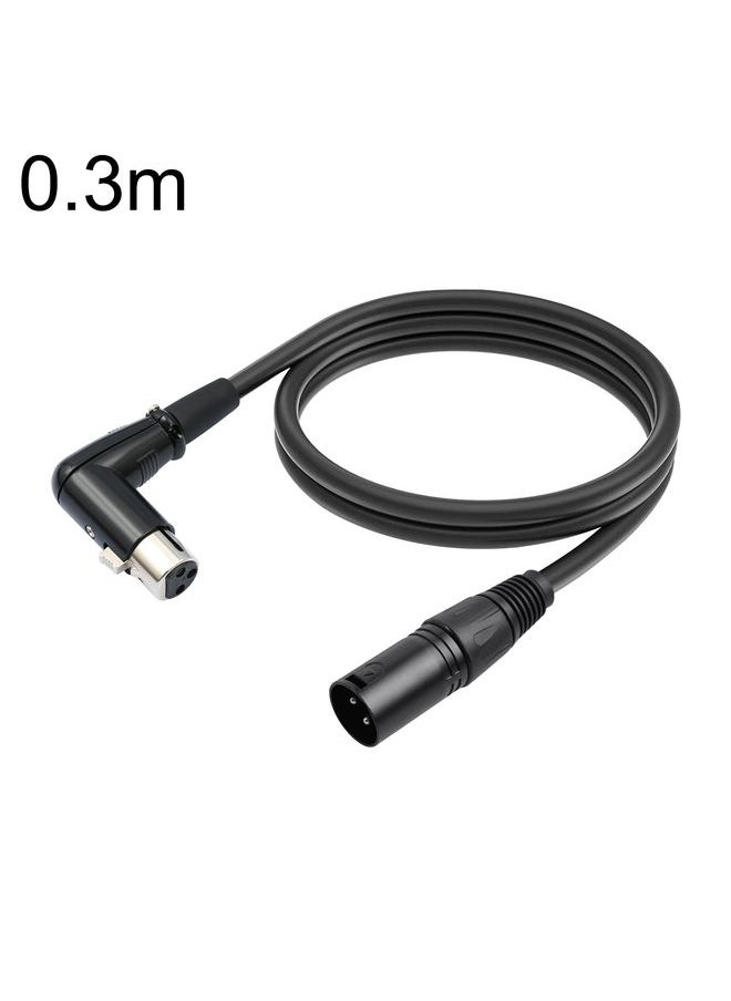 XK041L XLR 3pin Straight Male to Elbow Female Audio Cable, Length:0.3m(Black)