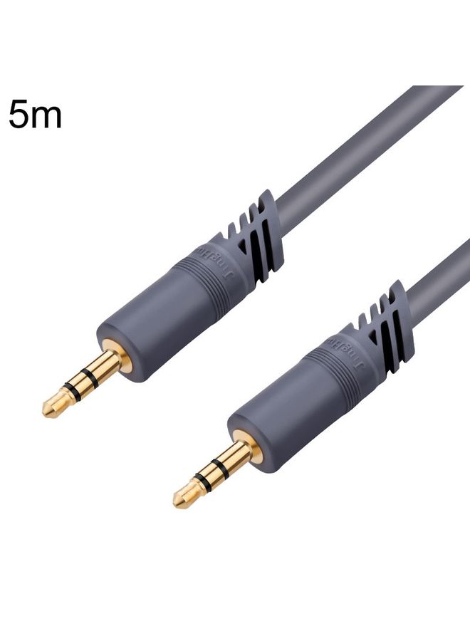 JINGHUA A240 3.5mm Male To Male Audio Cable Cell Phone Car Stereo Microphone Connection Wire, Size: 5m(Gray)