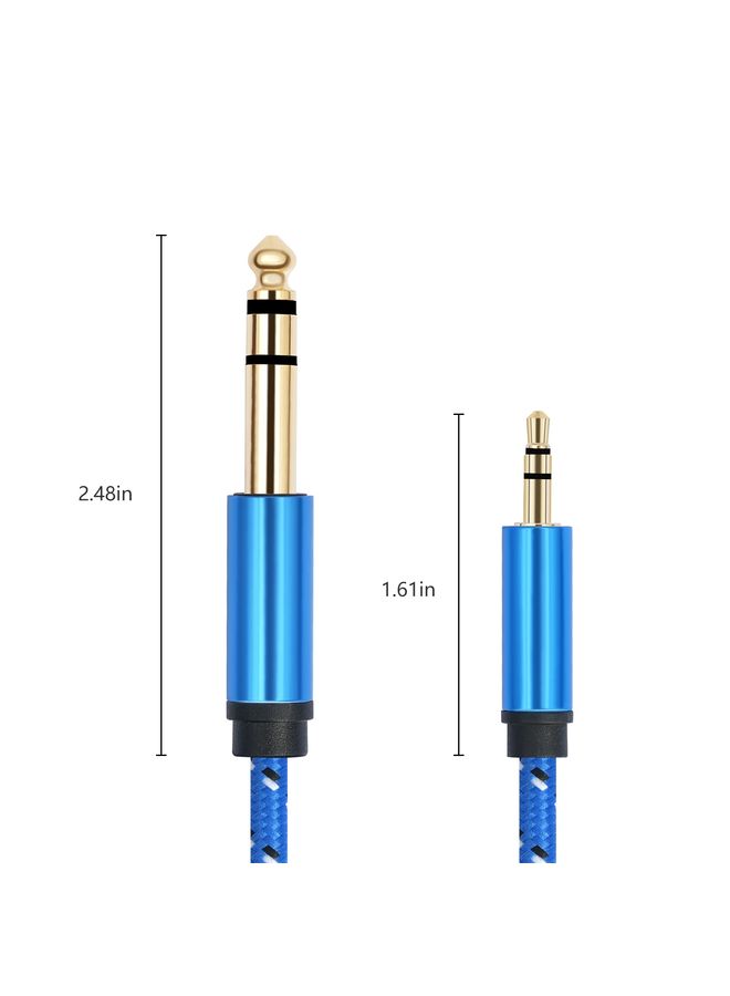 3662-3662BK 3.5mm Male to 6.35mm Male Stereo Amplifier Audio Cable, Length:2m(Blue)