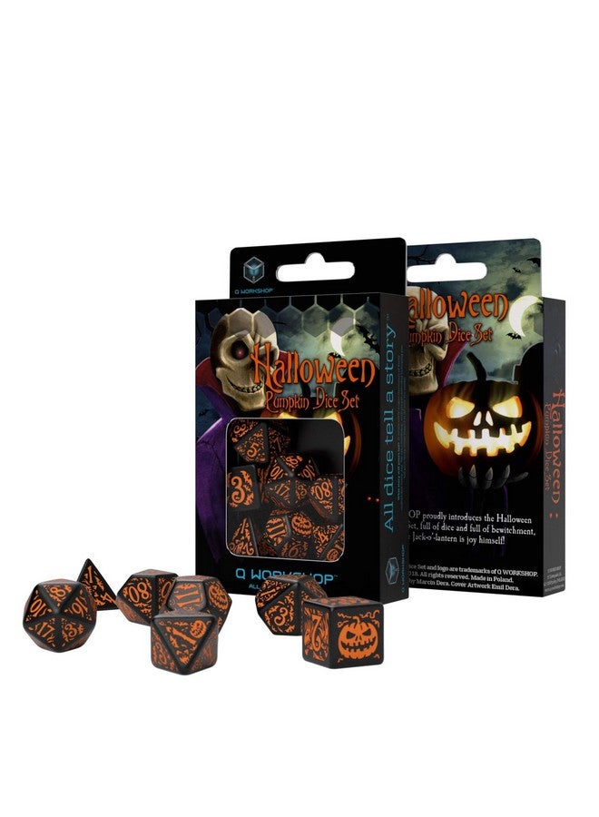 Q-Workshop Halloween Pumpkin Dice Set Black & Orange