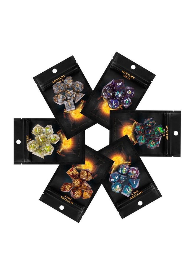 7Pcs Mystery Sharp Edge Dice Set, Handmade Resin Dnd Dice Set Transparent Glitter Rpg Polyhedral Dice Set D&D For Dungeons And Dragons Role Playing Games And Other Tabletop Game, Dnd Gifts
