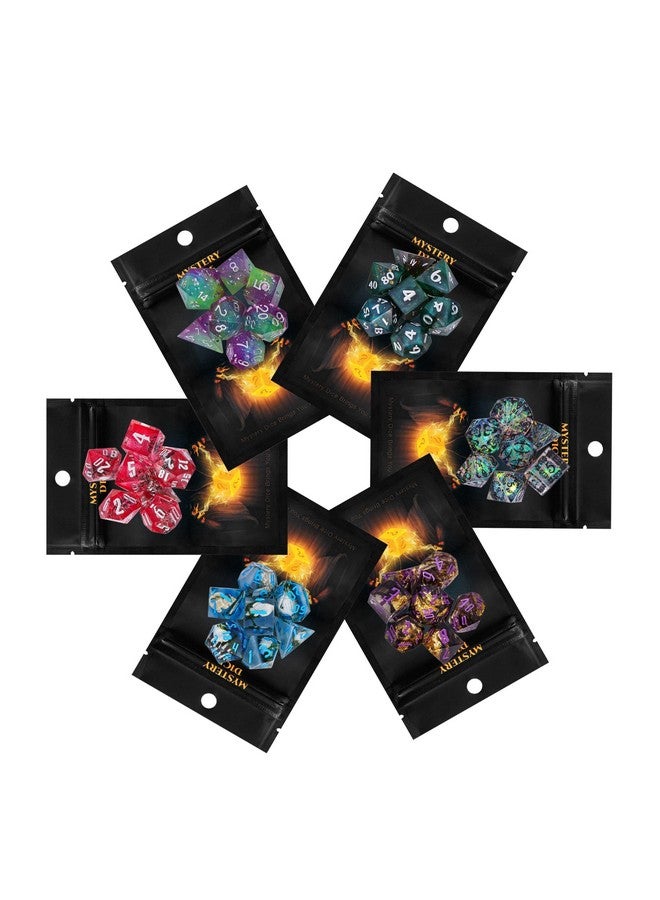 7Pcs Mystery Sharp Edge Dice Set, Handmade Resin Dnd Dice Set Transparent Glitter Rpg Polyhedral Dice Set D&D For Dungeons And Dragons Role Playing Games And Other Tabletop Game, Dnd Gifts