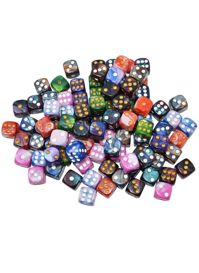 100-Pack Two Color Round Angle Six Sided Dice Die With Free Pouch For Tenzi, Farkle, Yahtzee, Bunco Or Teaching Math (Standard 16Mm)