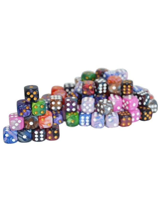 100-Pack Two Color Round Angle Six Sided Dice Die With Free Pouch For Tenzi, Farkle, Yahtzee, Bunco Or Teaching Math (Standard 16Mm)