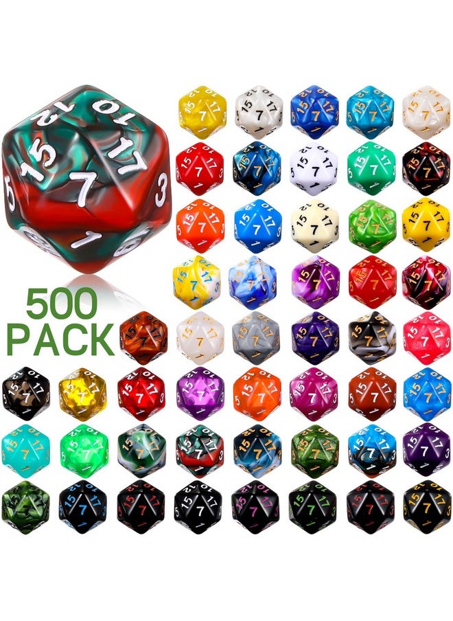 500 Pieces Polyhedral Dice Sets With Black Pouch Compatible With Rpg Mtg Tabletop Role Playing Table Games Multi Colored Assortment (20 Sided Style)