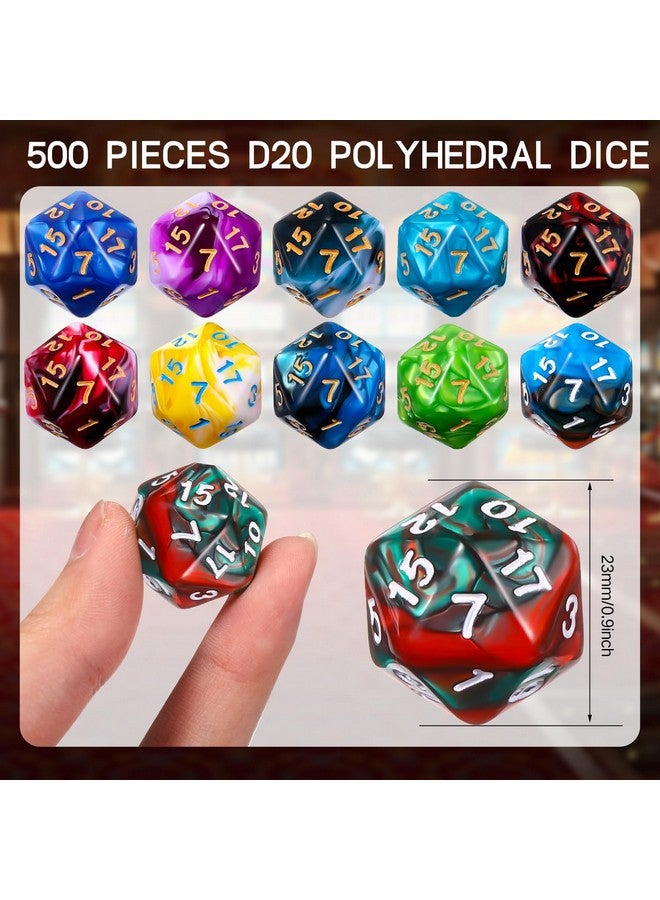 500 Pieces Polyhedral Dice Sets With Black Pouch Compatible With Rpg Mtg Tabletop Role Playing Table Games Multi Colored Assortment (20 Sided Style)