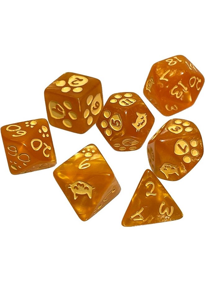 Kitten Polyhedral Dice Set Orange