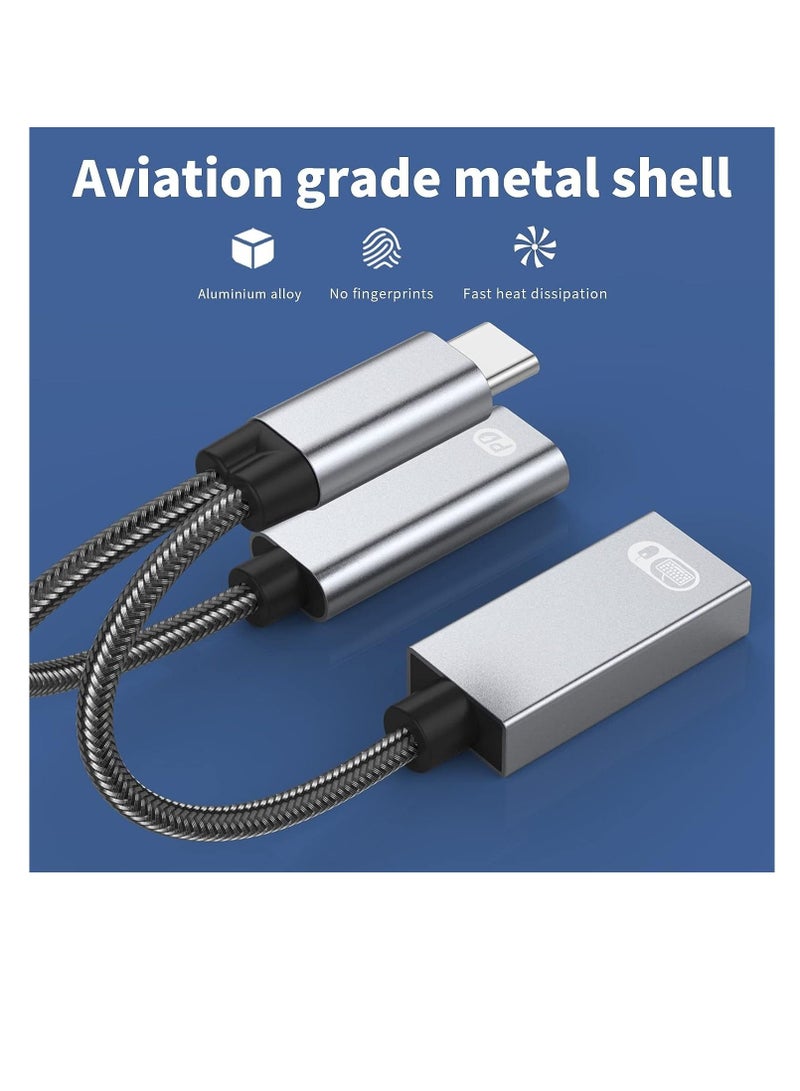 USB C to USB Adapter OTG and Charger Cable, 2 in 1 USB-C Splitter with PD 60W Fast Charging Type C OTG and USB A Female Port Compatible for Chromecast Google TV, iPad Pro