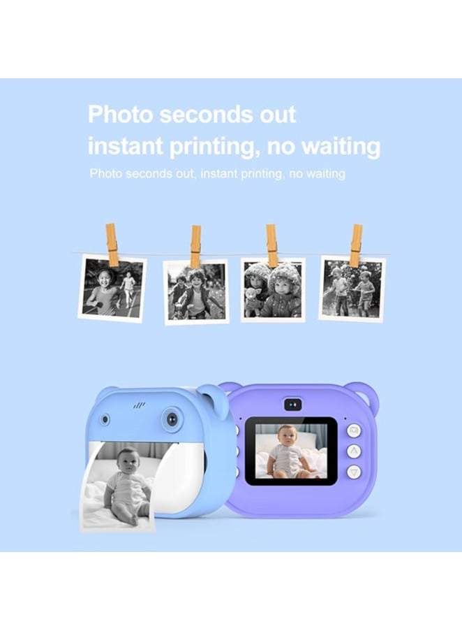 Children's Camera, Instant Camera for Children, Dual Lens, Digital Camera, 1080P 2 Inch Screen, 3 Rolls Thermal Papers