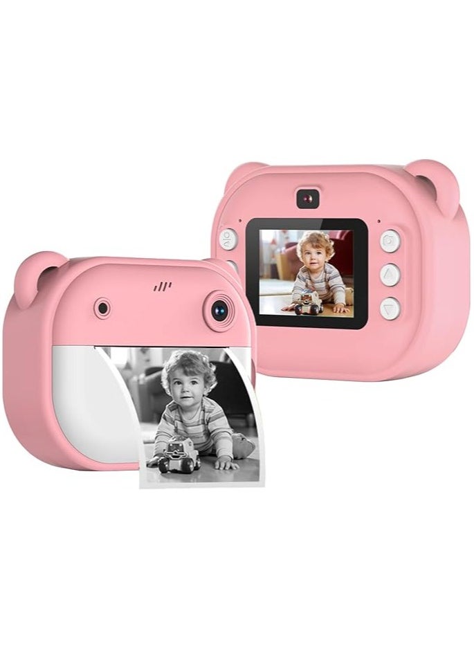 Children's Camera, Instant Camera for Children, Dual Lens, Digital Camera, 1080P 2 Inch Screen, 3 Rolls Thermal Papers