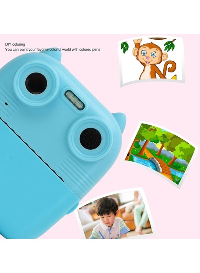 Kids Digital Print Camera, 1080P HD Dual Len Support Selfie Video Timer Games Fill Light DIY Coloring, 2.8