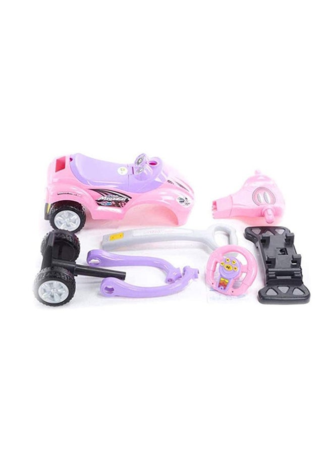 3-In-1 Activity Ride-On Toy With Push Handle And Musical Steering Wheel 62.5x29.5x34cm