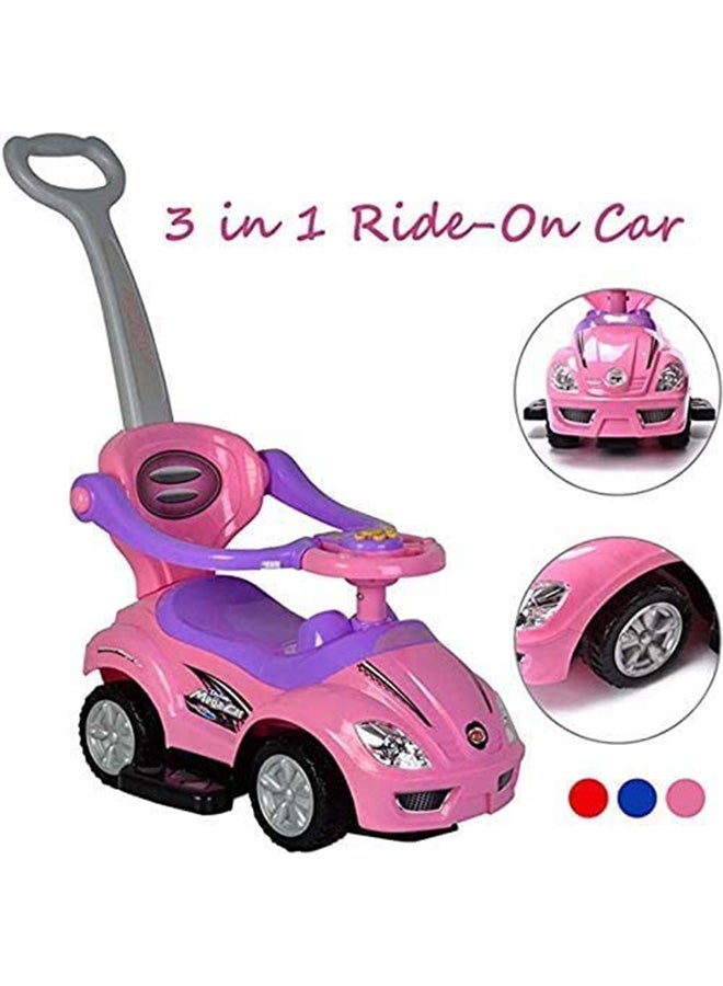 3-In-1 Activity Ride-On Toy With Push Handle And Musical Steering Wheel 62.5x29.5x34cm