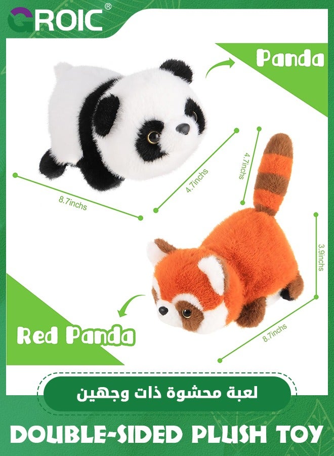 Panda Plush, Soft 2-in-1 Panda and Red Panda Stuffed Animal, 13.7 inch Adorable Stuffed Panda Toys, Reversible Bear Plush Doll Adults Kids for Room Bed, Gift, Panda Plush Toys