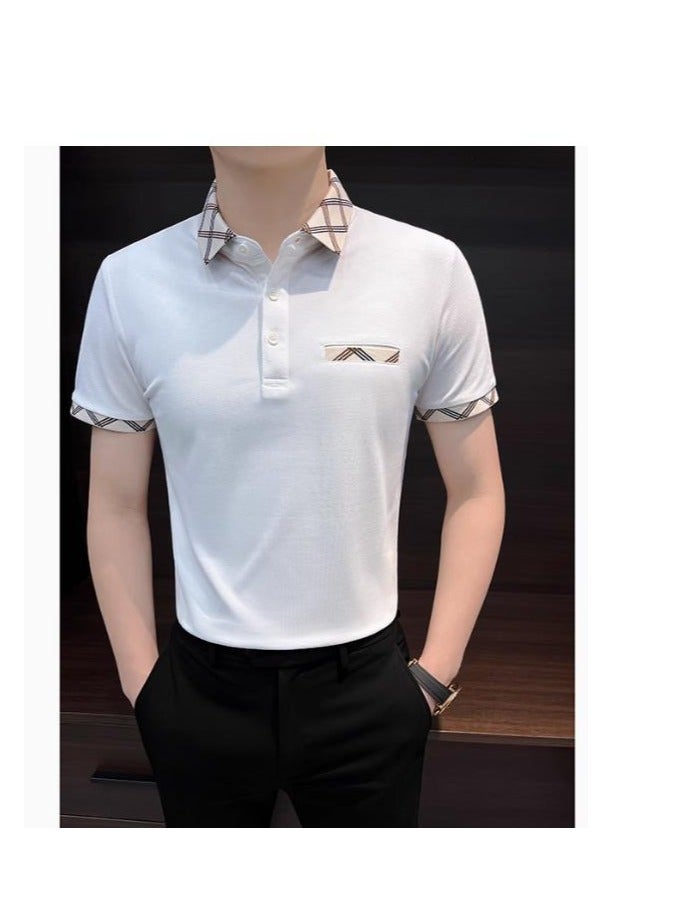 Men's Premium Contrasting Casual T-Shirt Short Sleeved Polo Shirt