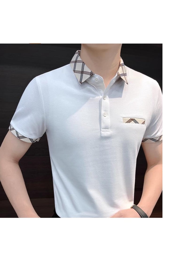 Men's Premium Contrasting Casual T-Shirt Short Sleeved Polo Shirt