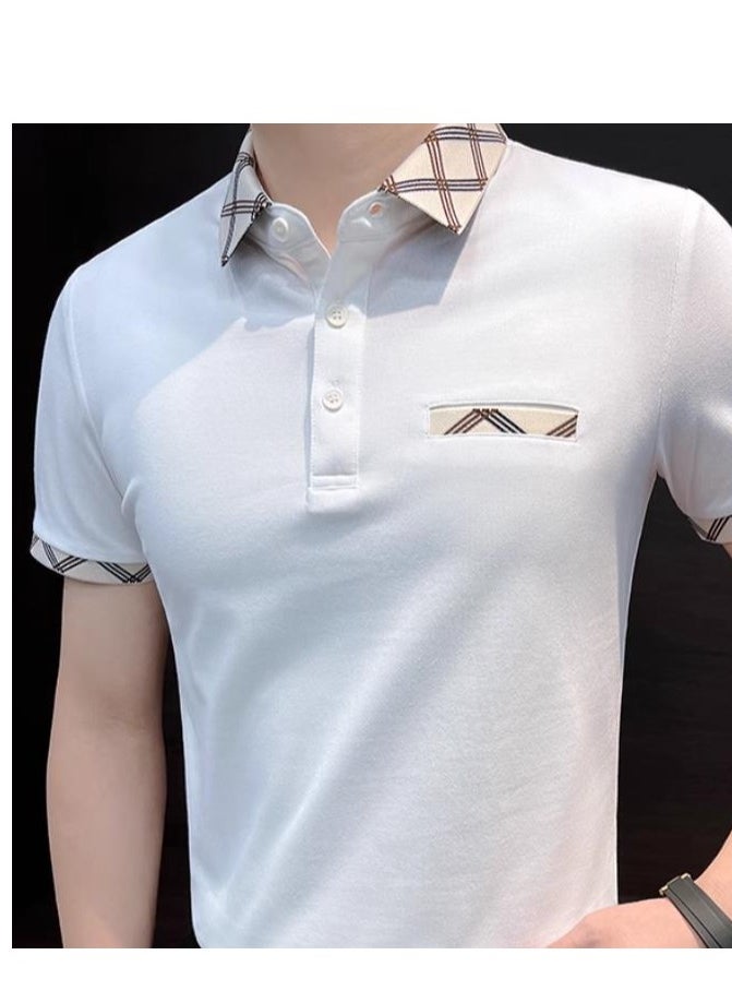 Men's Premium Contrasting Casual T-Shirt Short Sleeved Polo Shirt