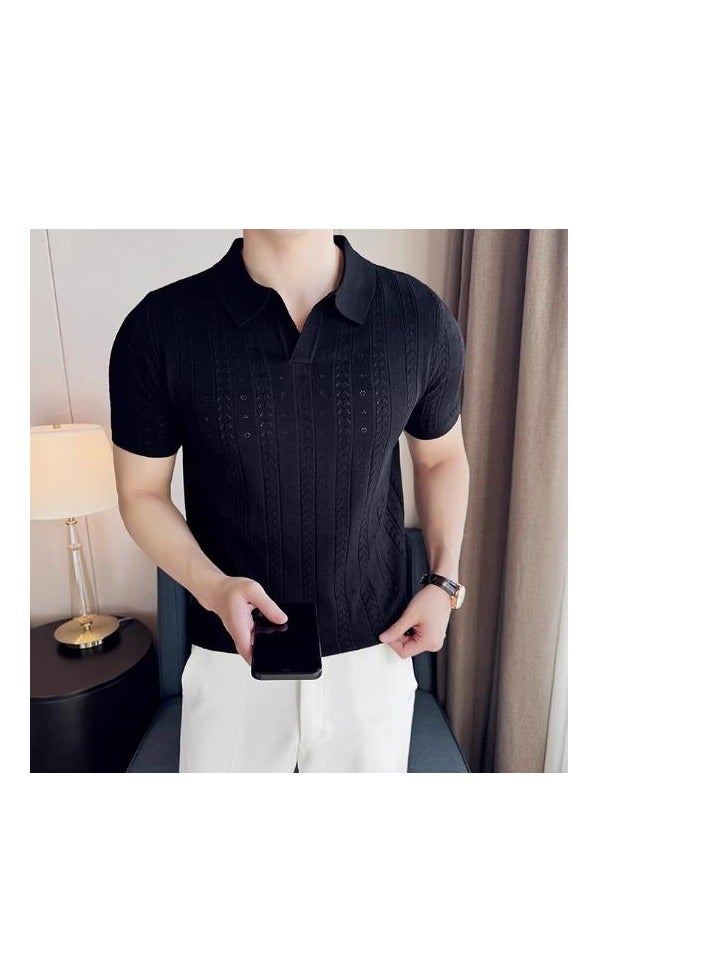 Men's BreathableCasual Fashionable Knitted Short Sleeved Polo Shirt