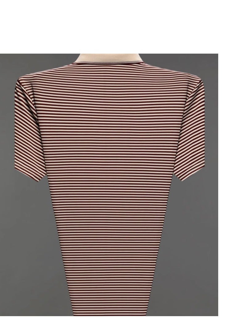 Men's Business Striped Short Sleeved T-Shirt Polo Shirt