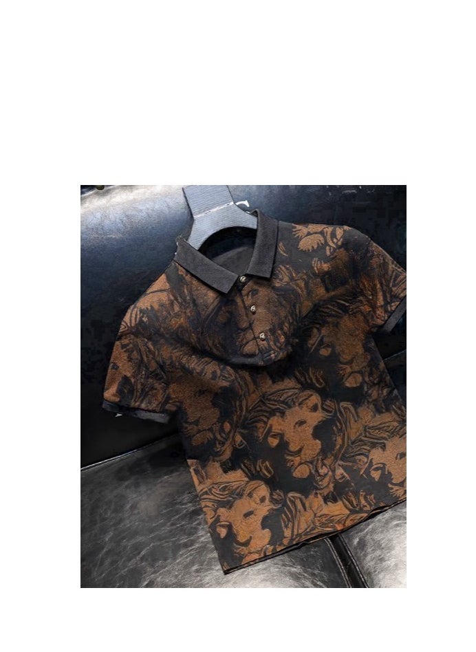 Men's Printed T-shirt Short Sleeved Polo Shirt