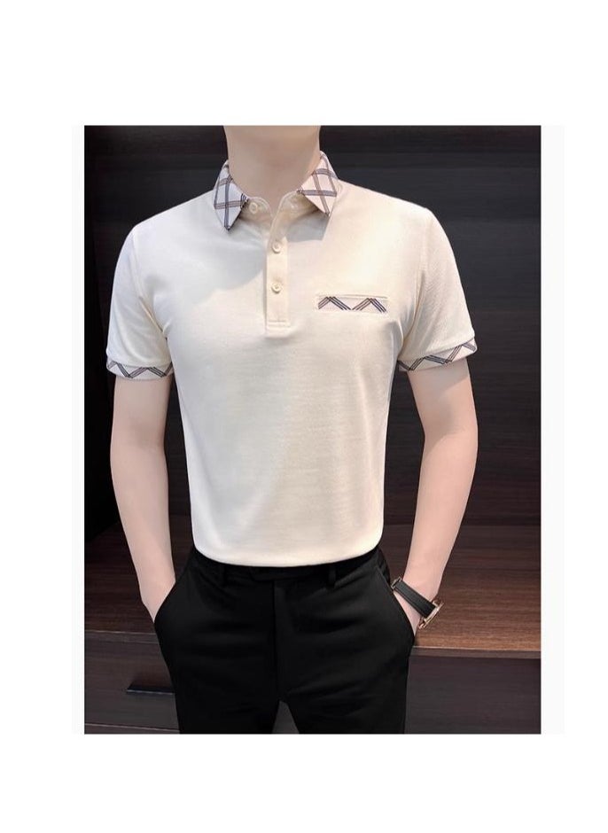 Men's Premium Contrasting Casual T-Shirt Short Sleeved Polo Shirt