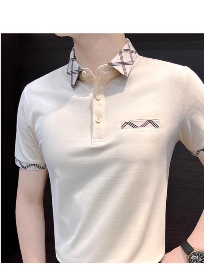 Men's Premium Contrasting Casual T-Shirt Short Sleeved Polo Shirt