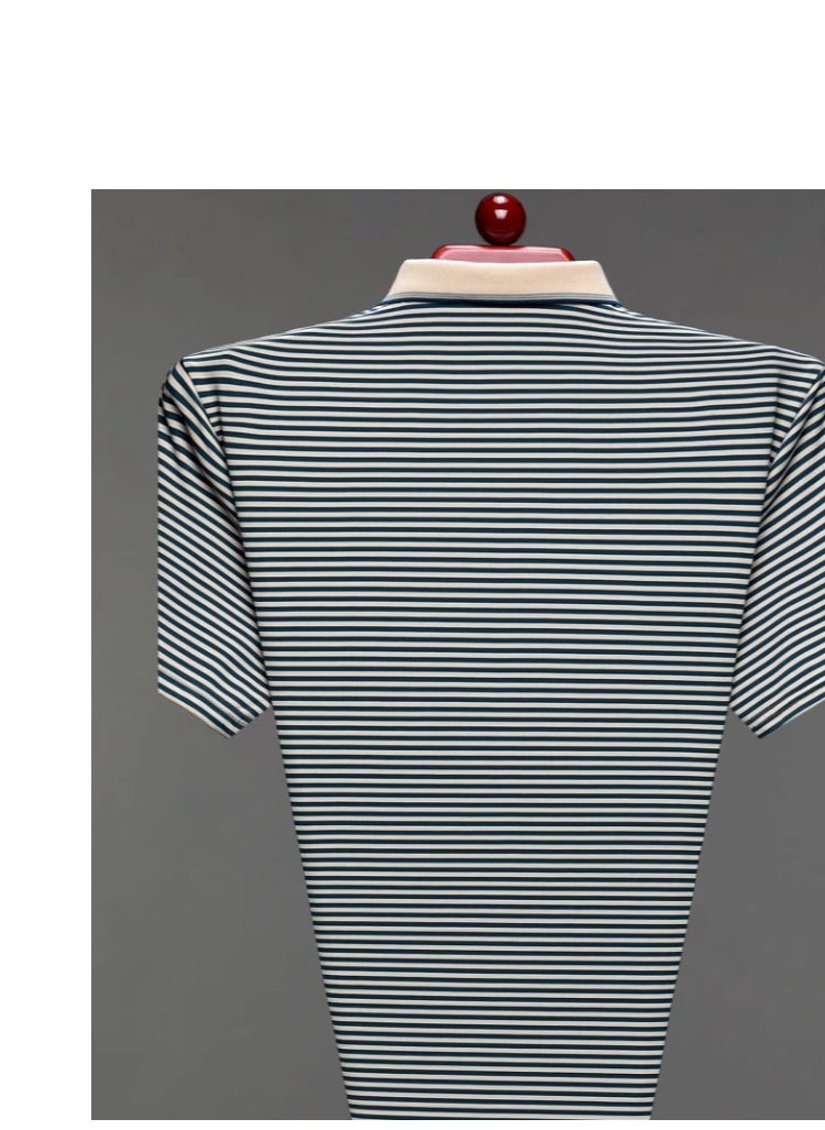 Men's Business Striped Short Sleeved T-Shirt Polo Shirt