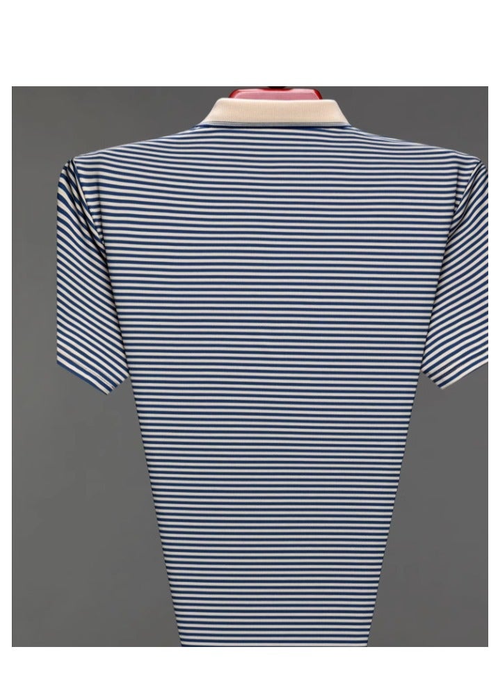 Men's Business Striped Short Sleeved T-Shirt Polo Shirt