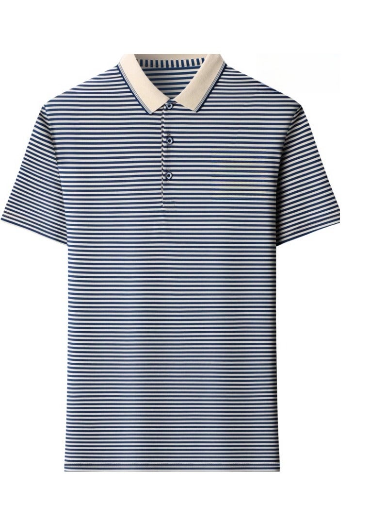 Men's Business Striped Short Sleeved T-Shirt Polo Shirt