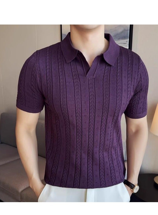 Men's BreathableCasual Fashionable Knitted Short Sleeved Polo Shirt