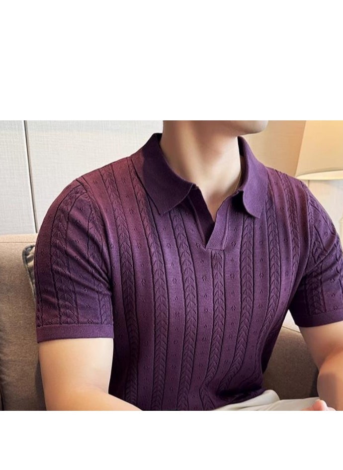 Men's BreathableCasual Fashionable Knitted Short Sleeved Polo Shirt