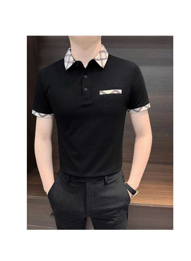 Men's Premium Contrasting Casual T-Shirt Short Sleeved Polo Shirt