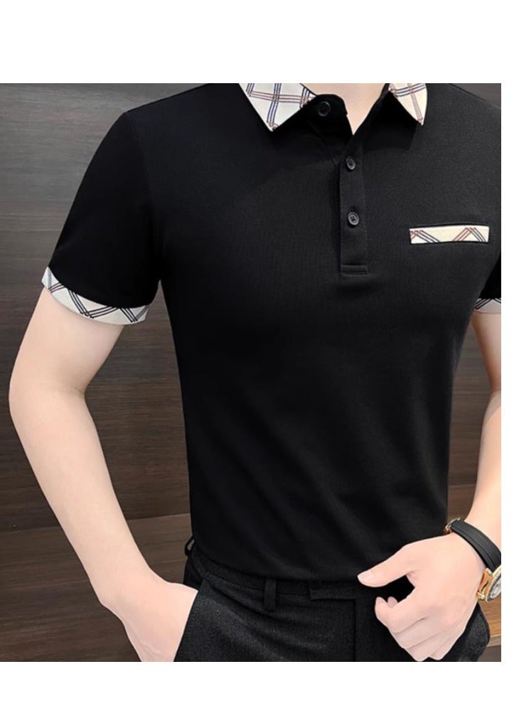 Men's Premium Contrasting Casual T-Shirt Short Sleeved Polo Shirt