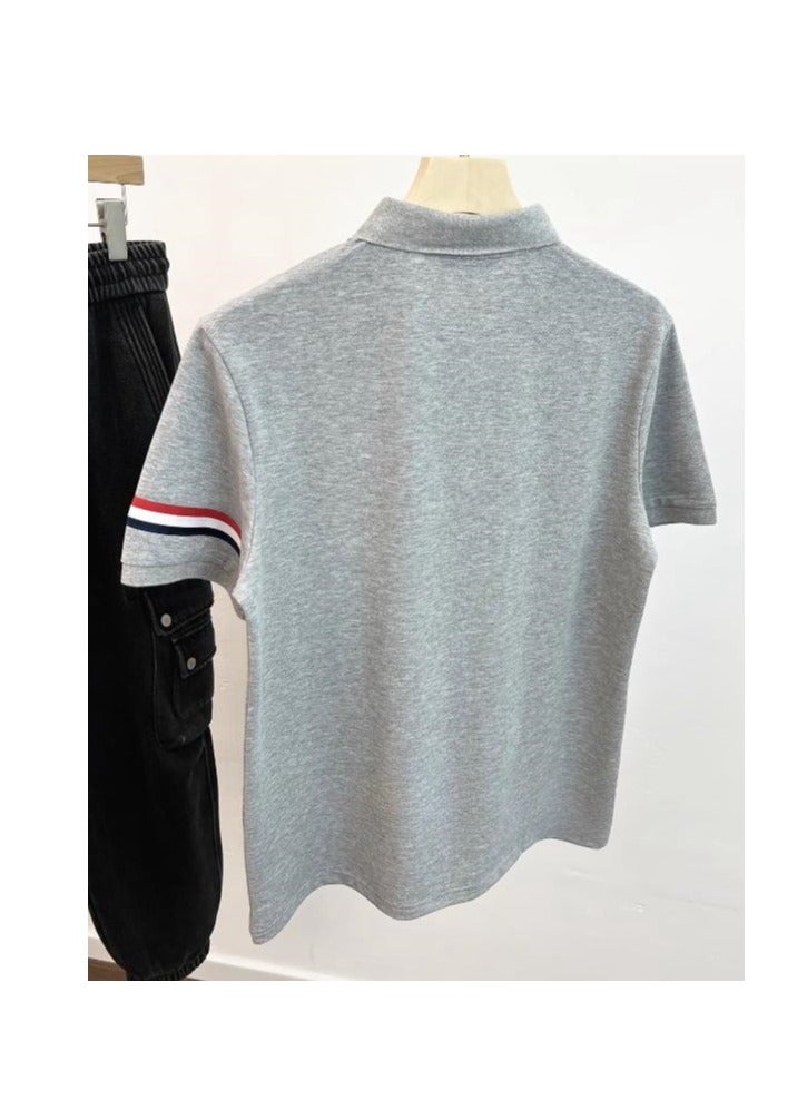 Men's High-End Striped Business Short Sleeved T-Shirt Polo Shirt