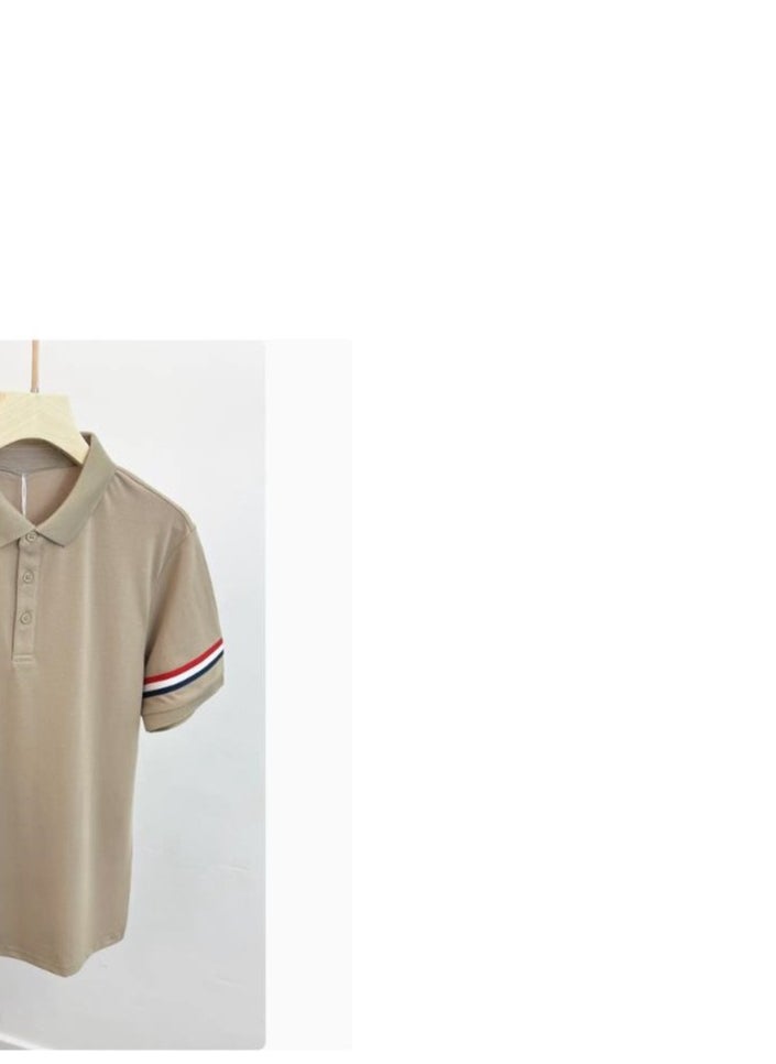 Men's High-End Striped Business Short Sleeved T-Shirt Polo Shirt